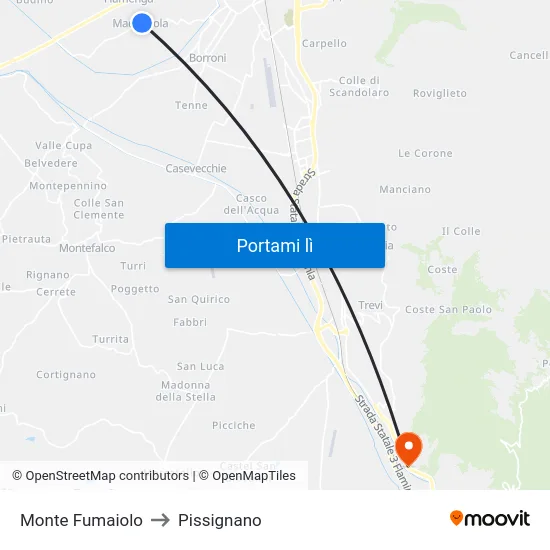 Monte Fumaiolo to Pissignano map