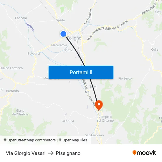 Via Giorgio Vasari to Pissignano map