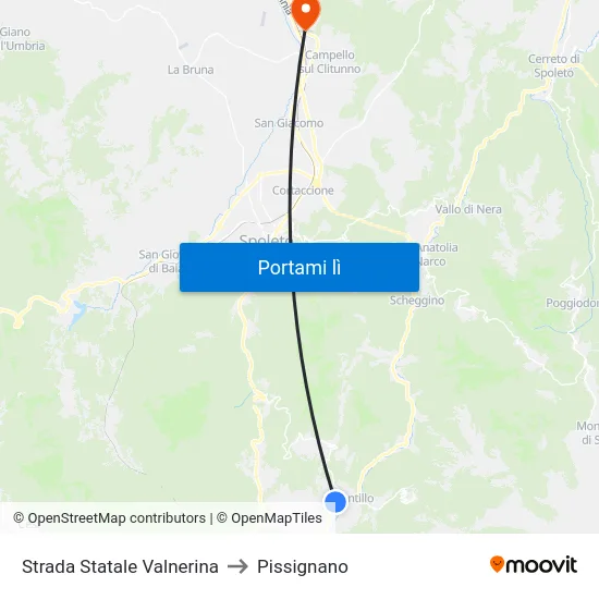 Strada Statale Valnerina to Pissignano map