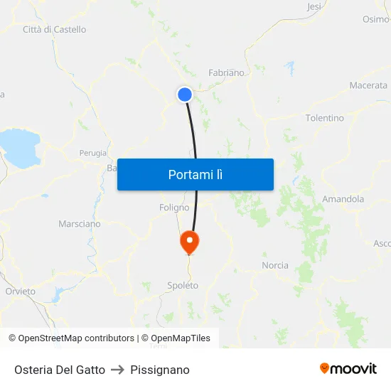 Osteria Del Gatto to Pissignano map