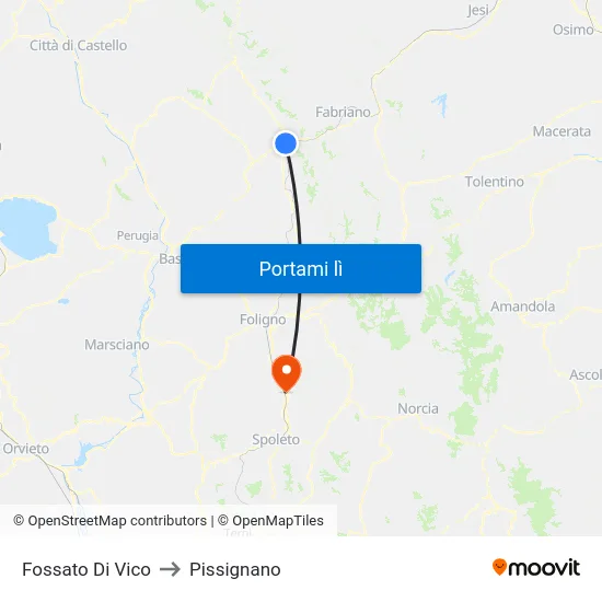 Fossato Di Vico to Pissignano map