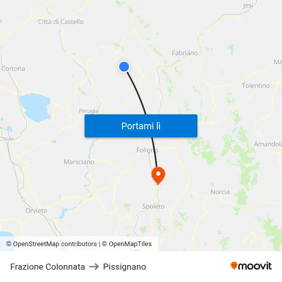 Frazione Colonnata to Pissignano map