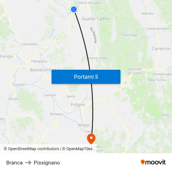 Branca to Pissignano map