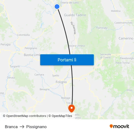Branca to Pissignano map