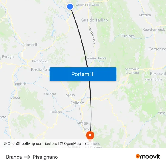 Branca to Pissignano map