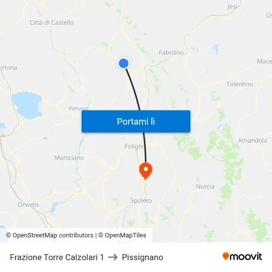 Frazione Torre Calzolari 1 to Pissignano map