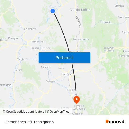 Carbonesca to Pissignano map