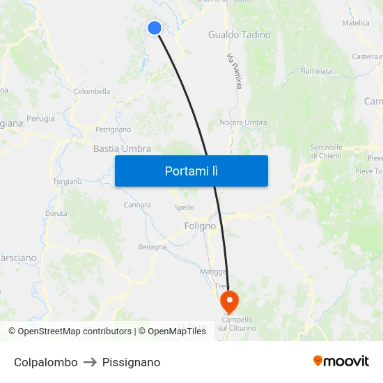 Colpalombo to Pissignano map