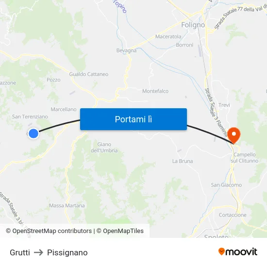 Grutti to Pissignano map