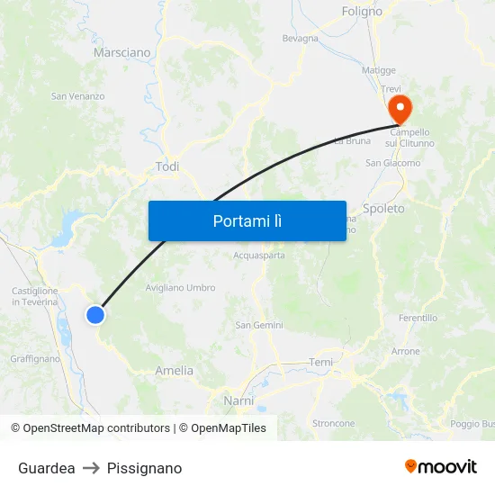 Guardea to Pissignano map