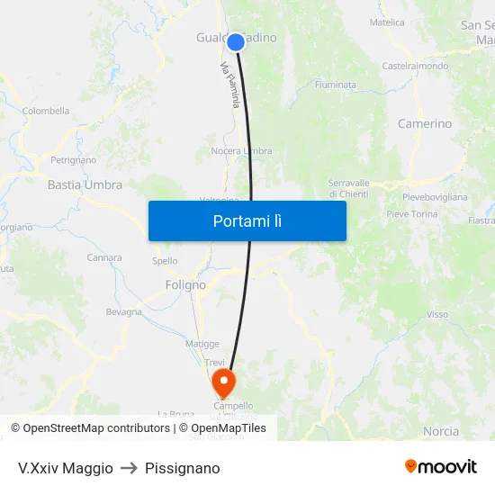 V.Xxiv Maggio to Pissignano map