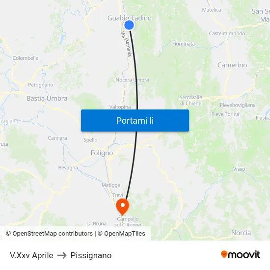 V.Xxv Aprile to Pissignano map