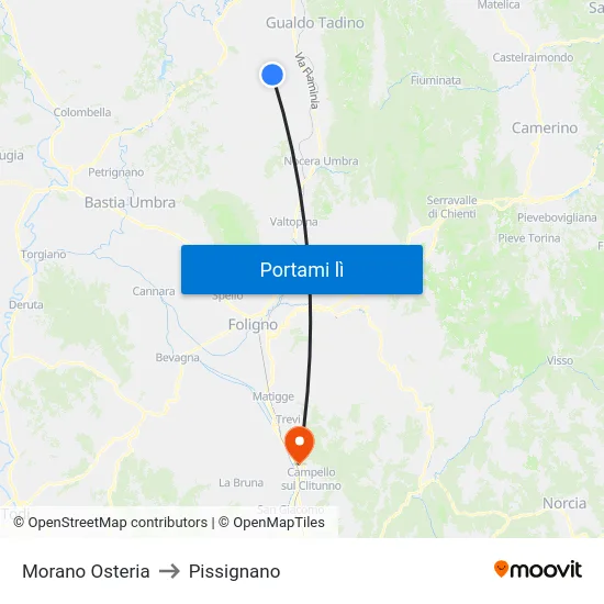 Morano Osteria to Pissignano map