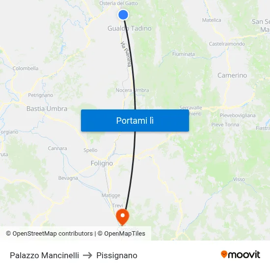 Palazzo Mancinelli to Pissignano map