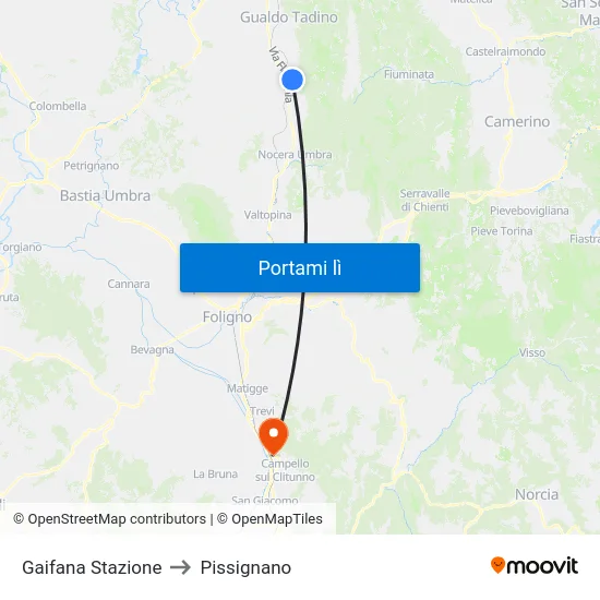 Gaifana Stazione to Pissignano map