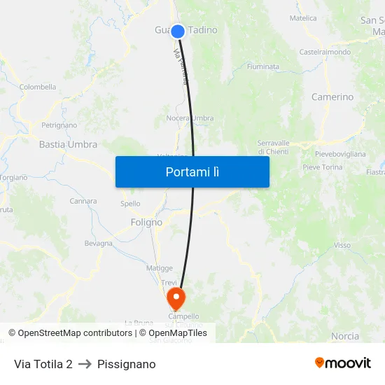 Via Totila 2 to Pissignano map