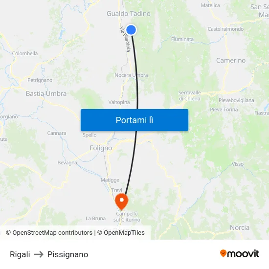 Rigali to Pissignano map
