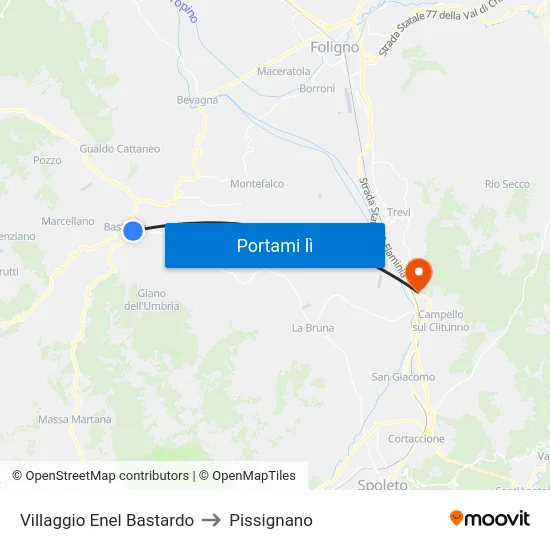 Villaggio Enel Bastardo to Pissignano map