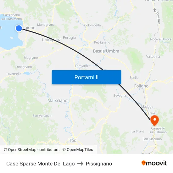 Case Sparse Monte Del Lago to Pissignano map