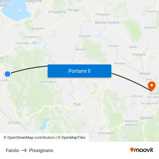 Faiolo to Pissignano map