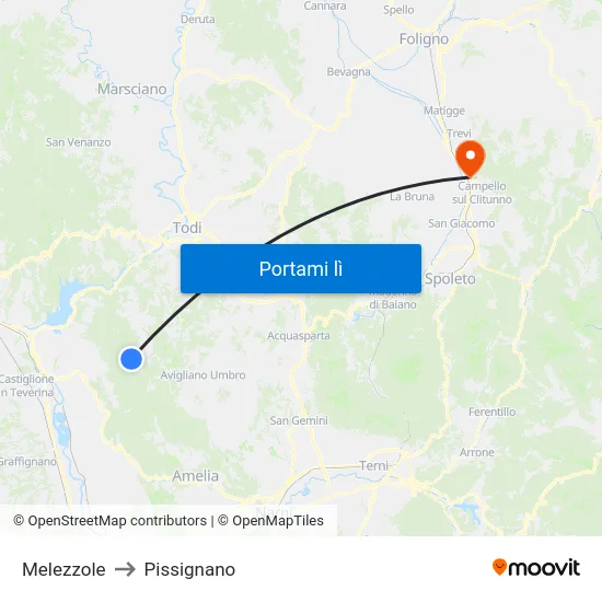Melezzole to Pissignano map
