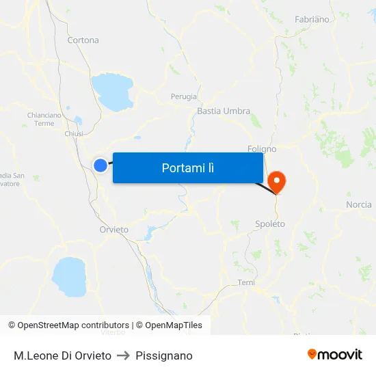 M.Leone Di Orvieto to Pissignano map