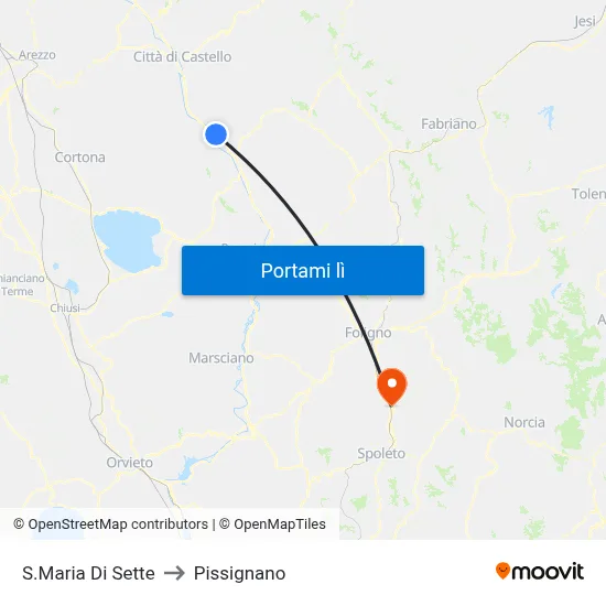 S.Maria Di Sette to Pissignano map