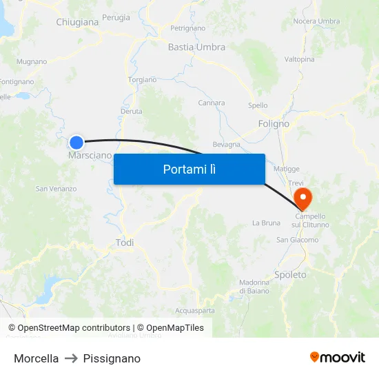 Morcella to Pissignano map