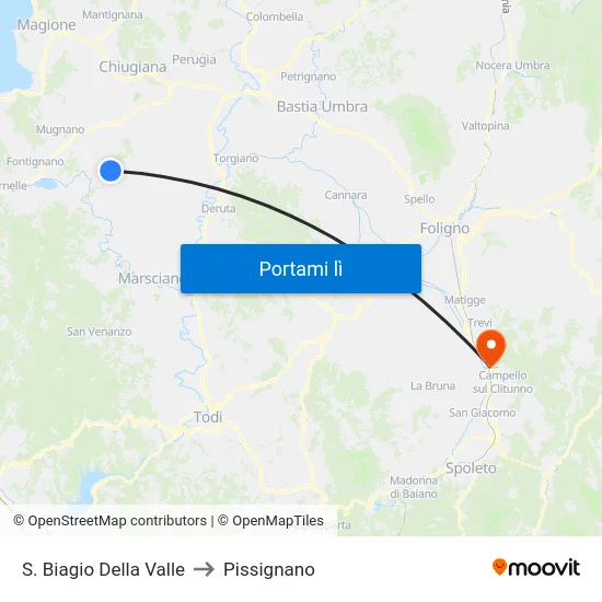 S. Biagio Della Valle to Pissignano map