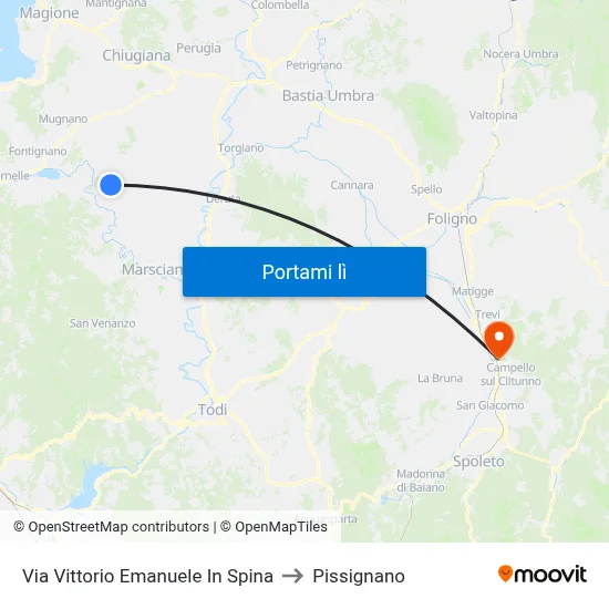 Via Vittorio Emanuele In Spina to Pissignano map