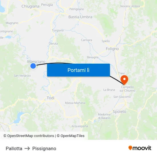 Pallotta to Pissignano map