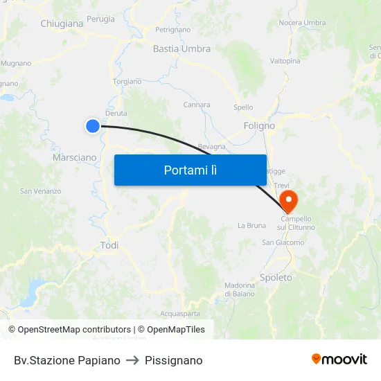 Bv.Stazione Papiano to Pissignano map