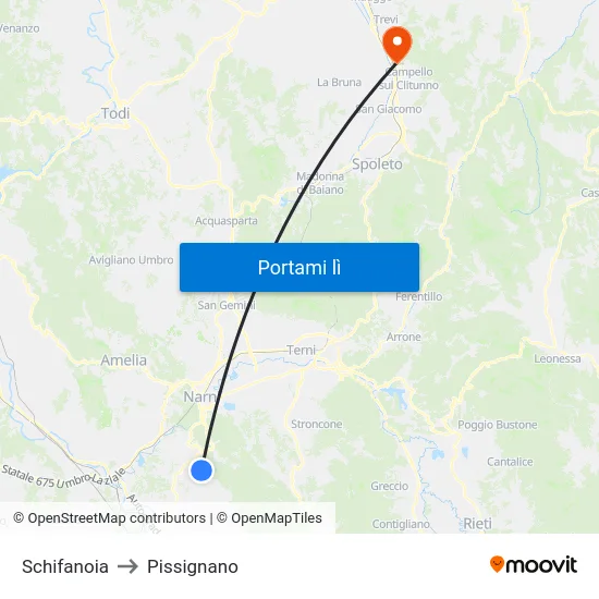 Schifanoia to Pissignano map