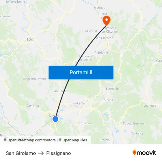 San Girolamo to Pissignano map