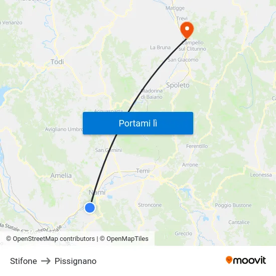 Stifone to Pissignano map