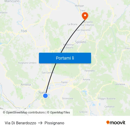 Via Di Berardozzo to Pissignano map