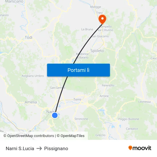 Narni S.Lucia to Pissignano map