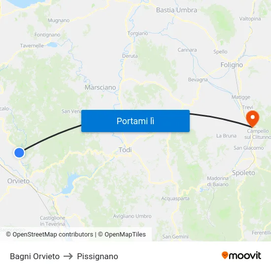 Bagni Orvieto to Pissignano map