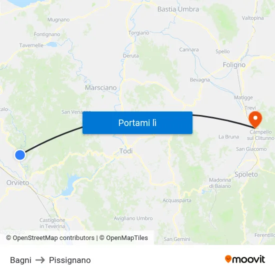 Bagni to Pissignano map