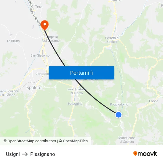 Usigni to Pissignano map