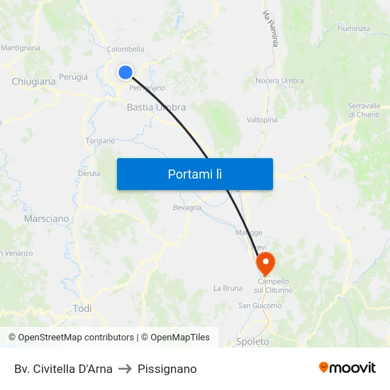 Bv. Civitella D'Arna to Pissignano map