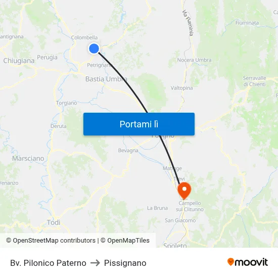 Bv. Pilonico Paterno to Pissignano map