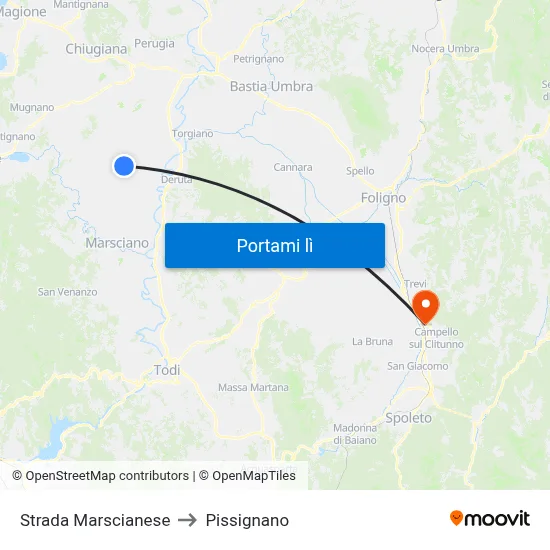Strada Marscianese to Pissignano map