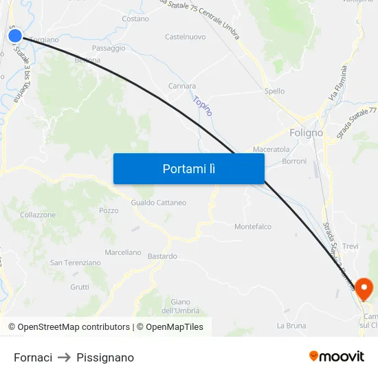 Fornaci to Pissignano map