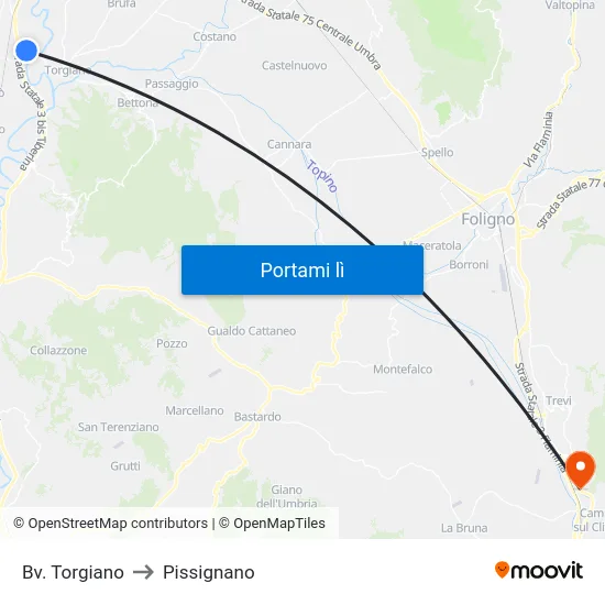 Bv. Torgiano to Pissignano map