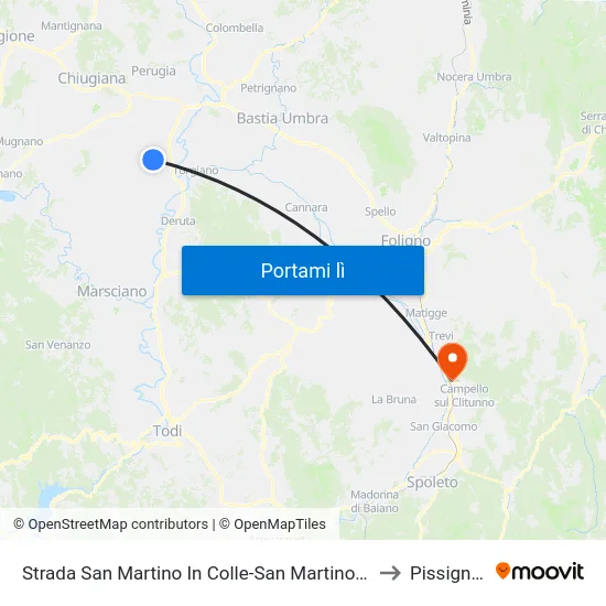 Strada San Martino In Colle-San Martino In Campo to Pissignano map