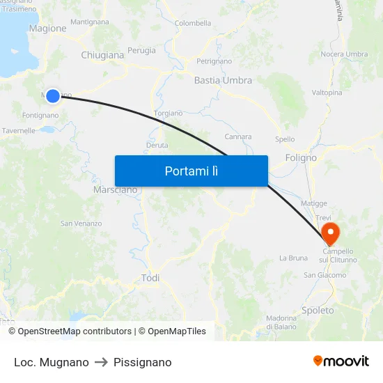 Loc. Mugnano to Pissignano map