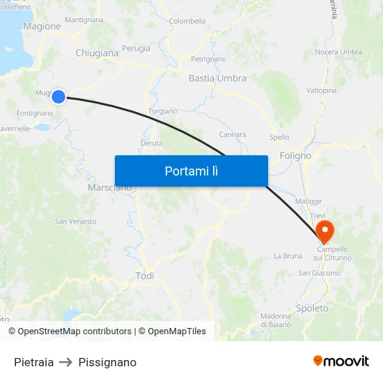 Pietraia to Pissignano map