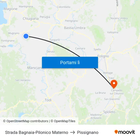 Strada Bagnaia-Pilonico Materno to Pissignano map