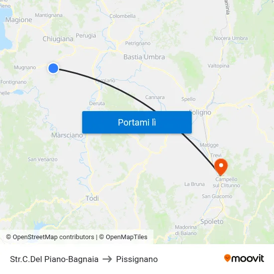 Str.C.Del Piano-Bagnaia to Pissignano map